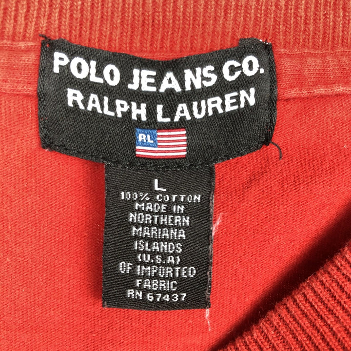 00'S Ralph Lauren POLO JEANS COMPANY short sleeve logo T-shirt men's size L cotton red type Vintage Second Hand