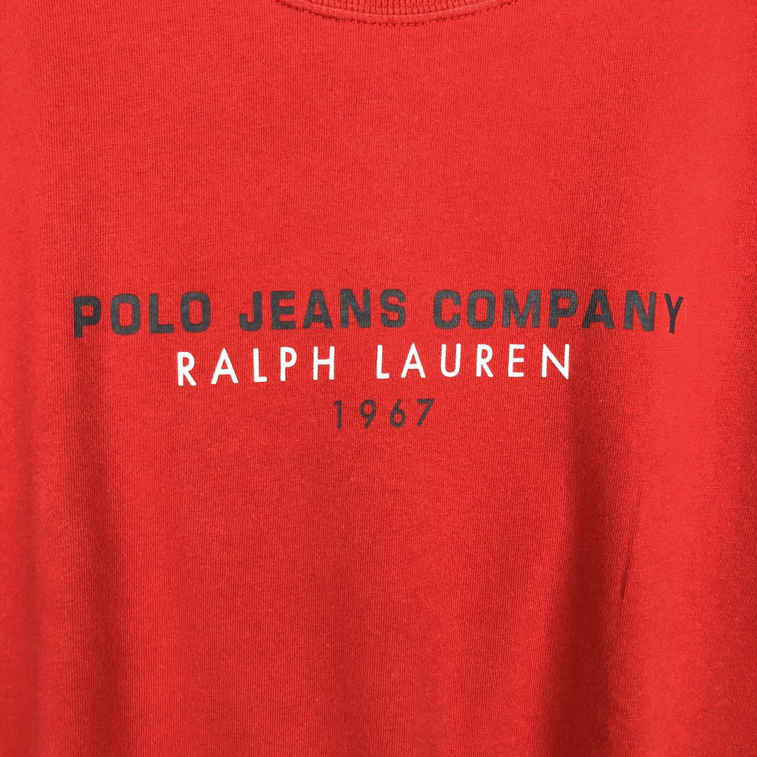 00'S Ralph Lauren POLO JEANS COMPANY short sleeve logo T-shirt men's size L cotton red type Vintage Second Hand