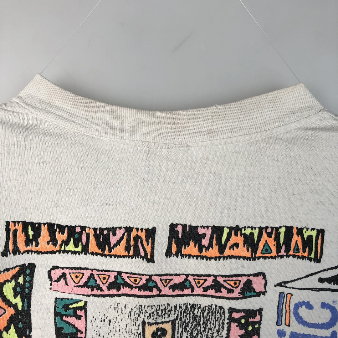 90'S Ocean Pacific short-sleeved printed T-shirt, made in the USA, men's size L equivalent. cotton white type Vintage Second Hand