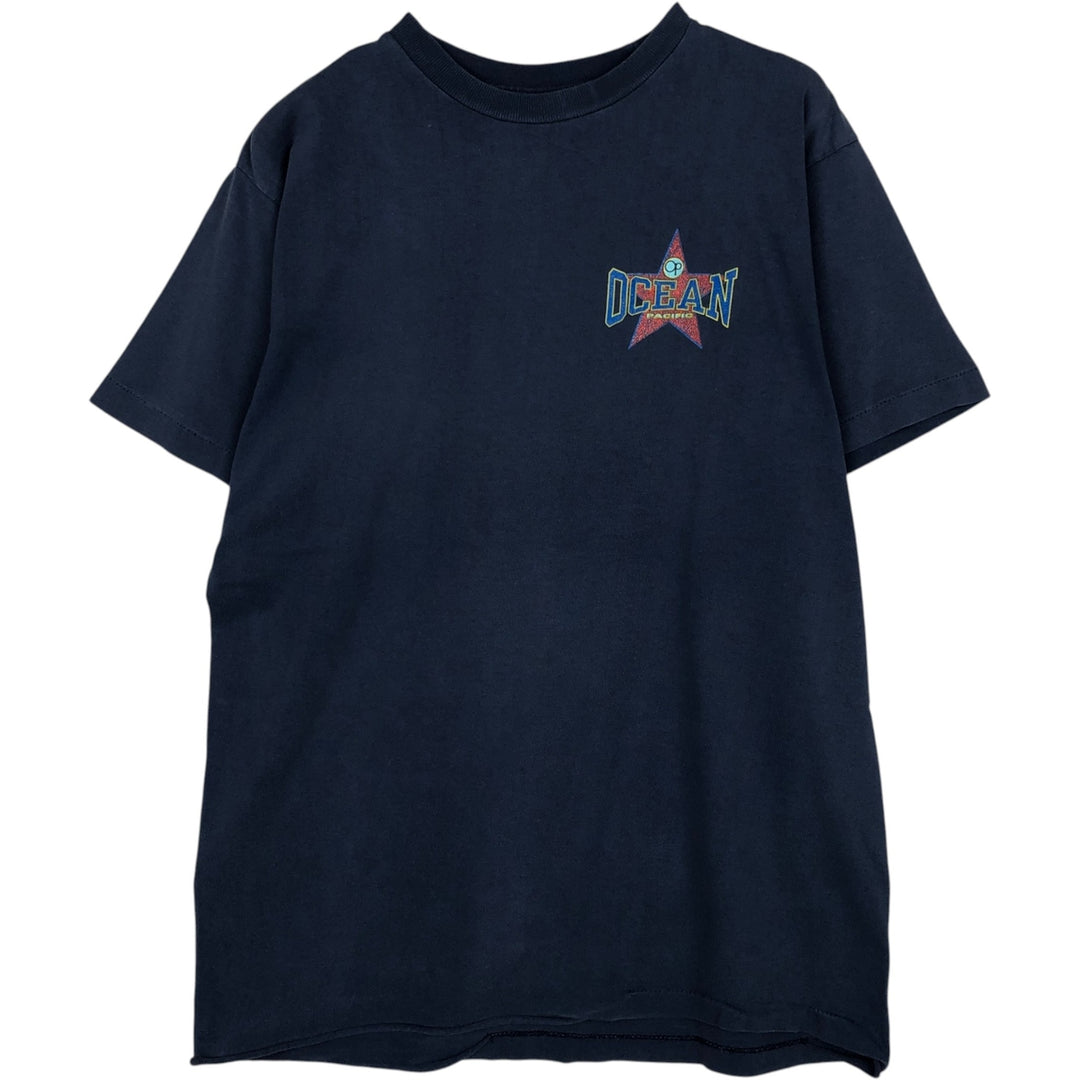 90'S Ocean Pacific surf skate T-shirt, men's size L, vintage cotton navy blue type Vintage Second Hand