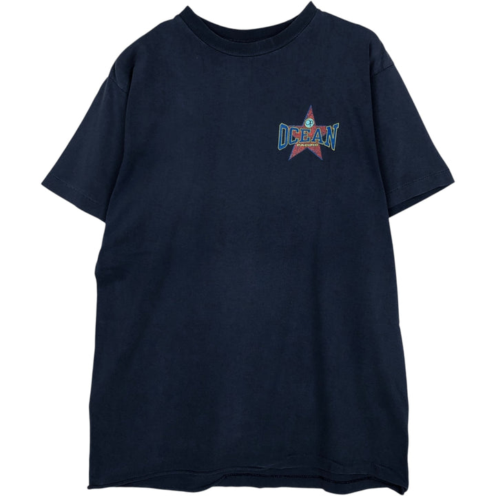 90'S Ocean Pacific surf skate T-shirt, men's size L, vintage cotton navy blue type Vintage Second Hand