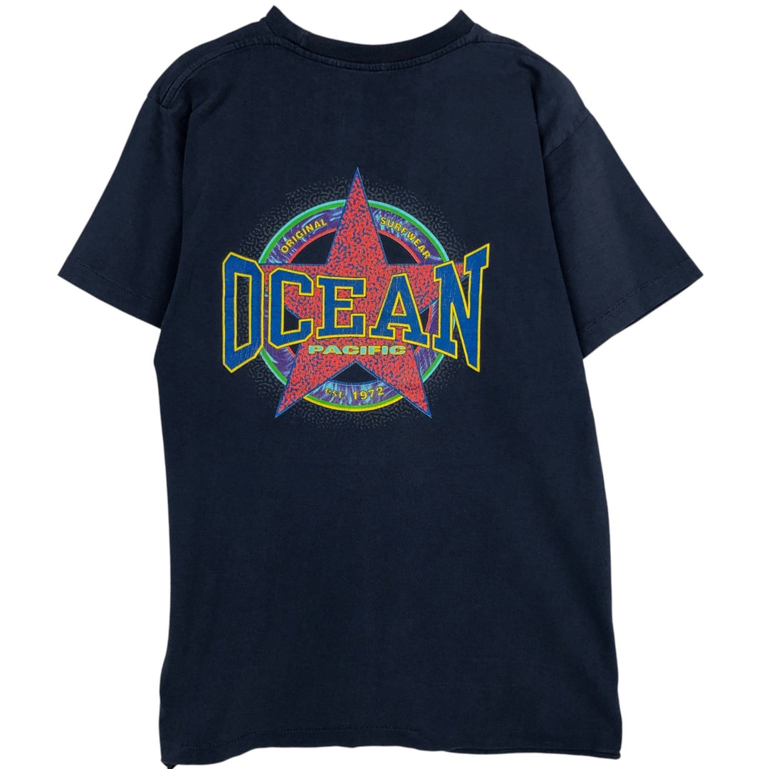 90'S Ocean Pacific surf skate T-shirt, men's size L, vintage cotton navy blue type Vintage Second Hand