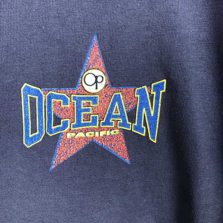 90'S Ocean Pacific surf skate T-shirt, men's size L, vintage cotton navy blue type Vintage Second Hand