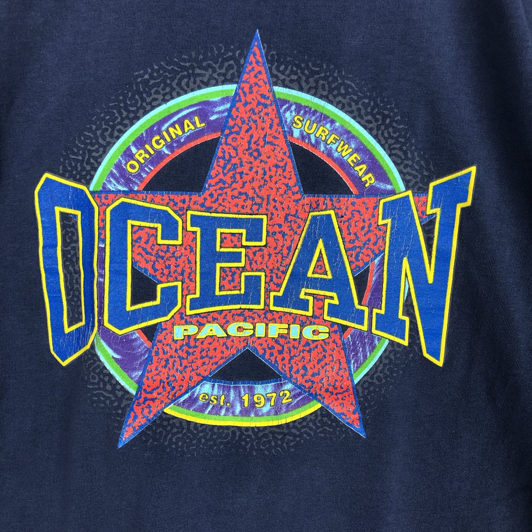 90'S Ocean Pacific surf skate T-shirt, men's size L, vintage cotton navy blue type Vintage Second Hand