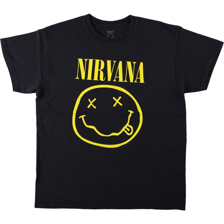 NIRVANA Nirvana Band T-shirt, Band T, Men's L size cotton black type Vintage Second Hand