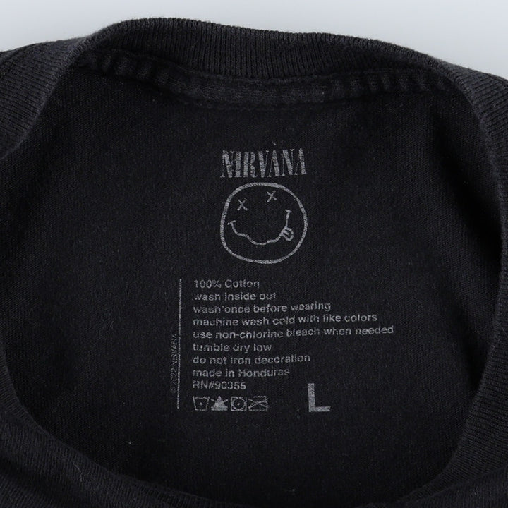 NIRVANA Nirvana Band T-shirt, Band T, Men's L size cotton black type Vintage Second Hand