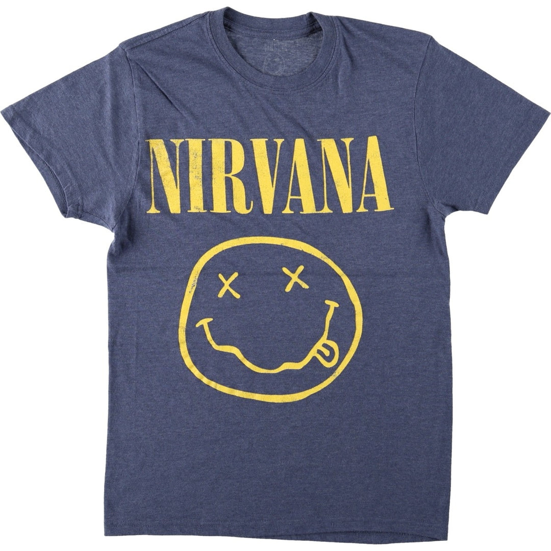 NIRVANA Nirvana Band T-shirt, Band T, Men's S size cotton blue type Vintage Second Hand