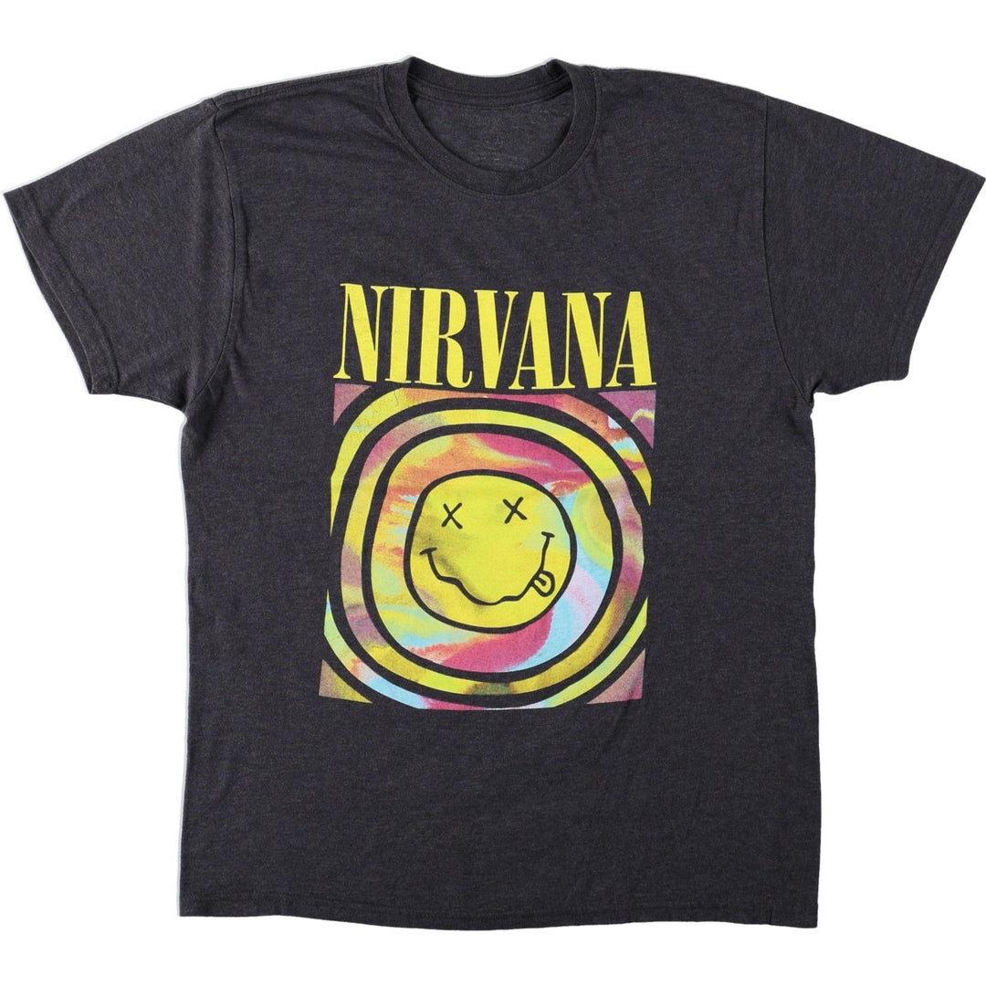 NIRVANA Nirvana Band T-shirt, Band T, Men's L size unclear black type Vintage Second Hand