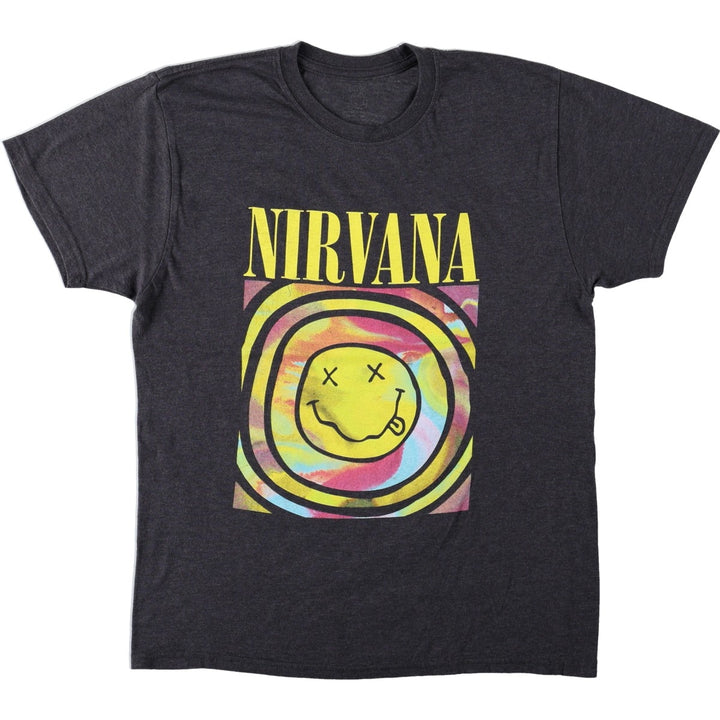 NIRVANA Nirvana Band T-shirt, Band T, Men's L size unclear black type Vintage Second Hand