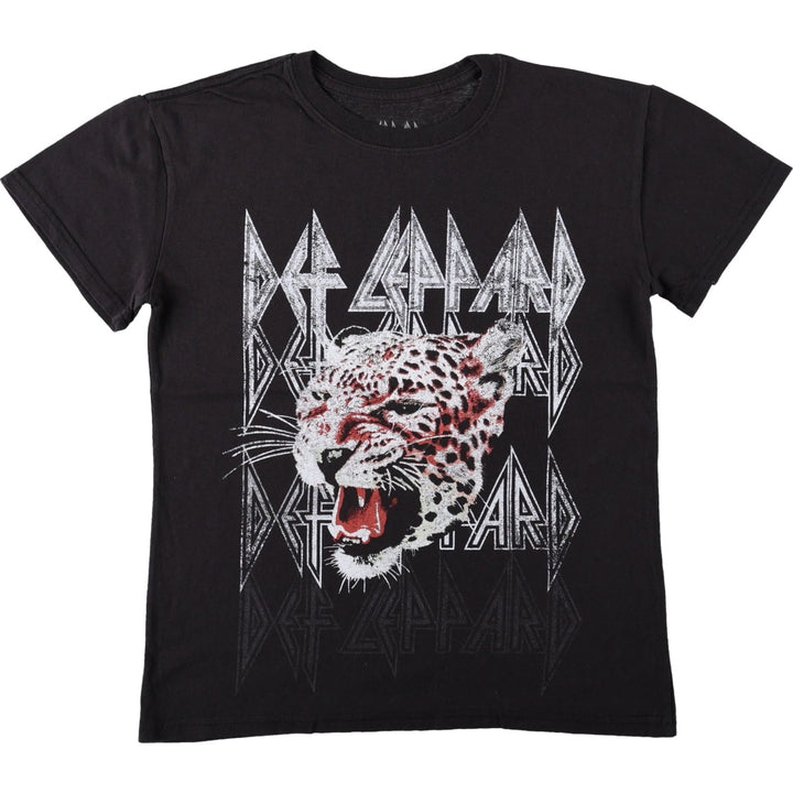 DEF LEPPARD Leopard Pattern Band T-Shirt (Men's Size S) cotton black type Vintage Second Hand