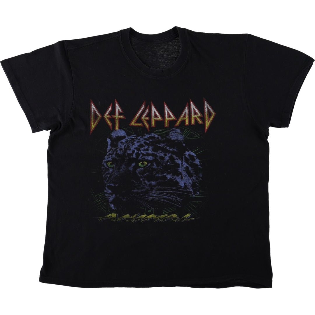 DEF LEPPARD Def Leppard Leopard Pattern Leopard Pattern Band T-shirt Band T Men's L size cotton black type Vintage Second Hand