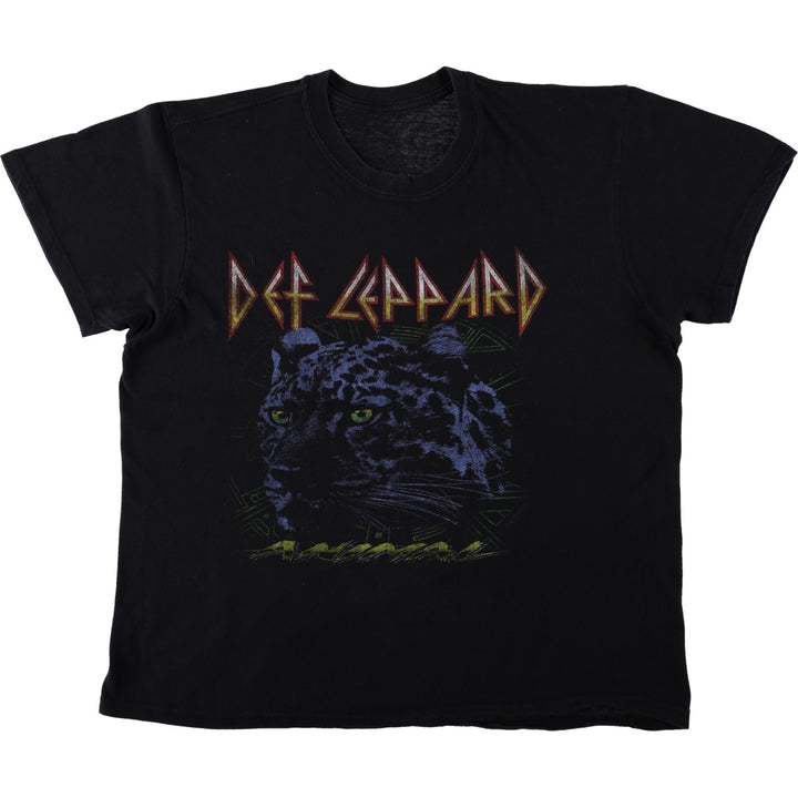 DEF LEPPARD Def Leppard Leopard Pattern Leopard Pattern Band T-shirt Band T Men's L size cotton black type Vintage Second Hand