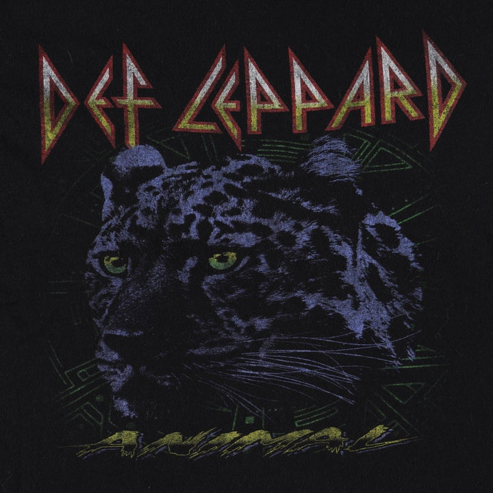 DEF LEPPARD Def Leppard Leopard Pattern Leopard Pattern Band T-shirt Band T Men's L size cotton black type Vintage Second Hand