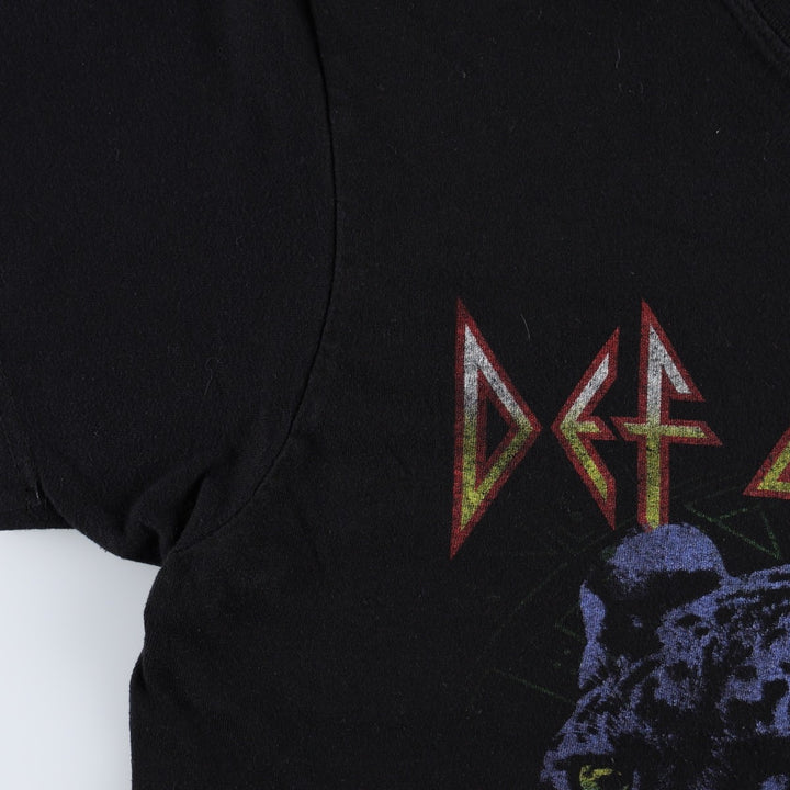 DEF LEPPARD Def Leppard Leopard Pattern Leopard Pattern Band T-shirt Band T Men's L size cotton black type Vintage Second Hand