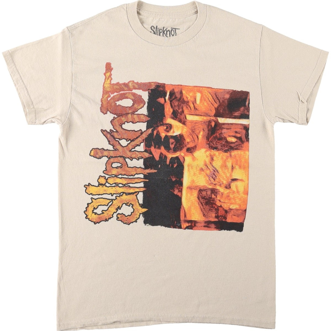 Slipknot Band T-shirt, Band T, Men's M size cotton beige type brown Vintage Second Hand