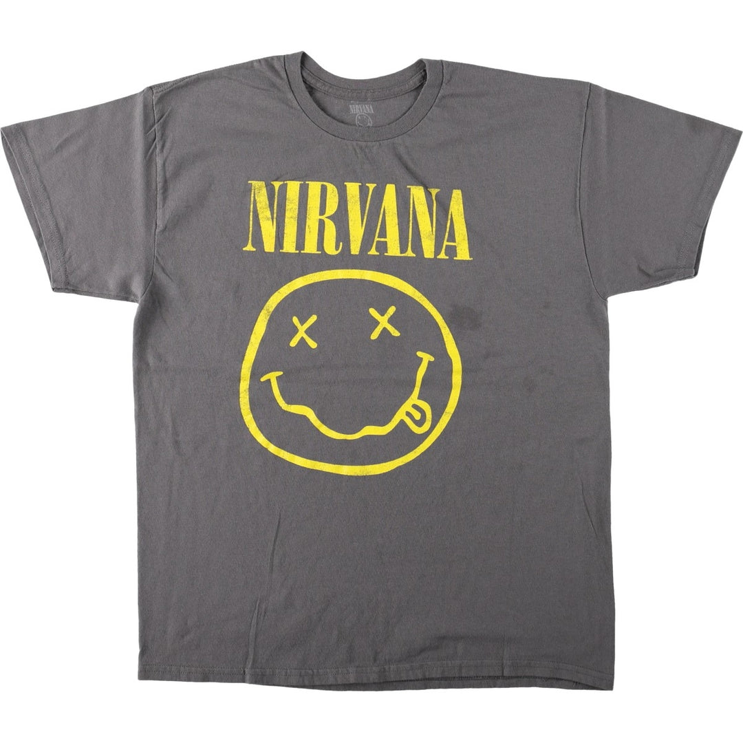 NIRVANA Nirvana Band T-shirt, Band T, Men's L size cotton black type Vintage Second Hand