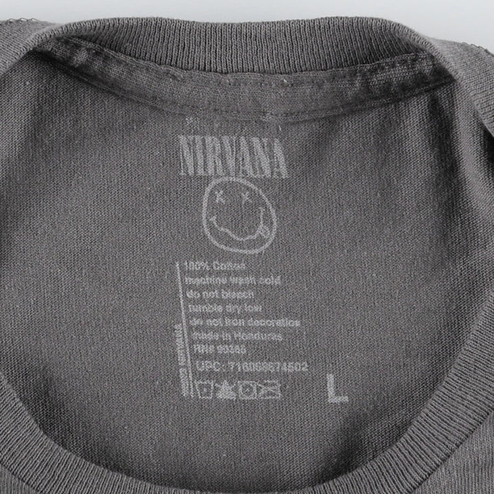 NIRVANA Nirvana Band T-shirt, Band T, Men's L size cotton black type Vintage Second Hand