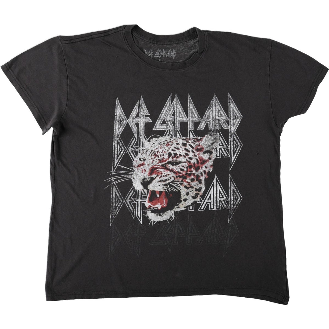 DEF LEPPARD Def Leppard Leopard Pattern Band T-shirt Band Tee Men's XL equivalent cotton black type Vintage Second Hand
