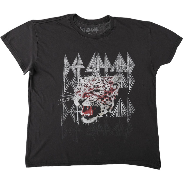 DEF LEPPARD Def Leppard Leopard Pattern Band T-shirt Band Tee Men's XL equivalent cotton black type Vintage Second Hand