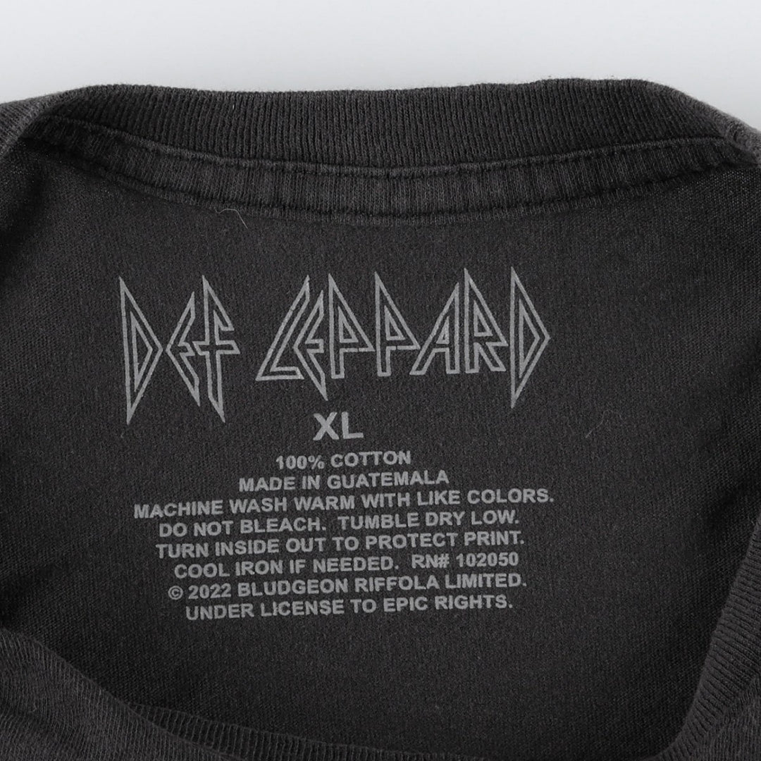 DEF LEPPARD Def Leppard Leopard Pattern Band T-shirt Band Tee Men's XL equivalent cotton black type Vintage Second Hand
