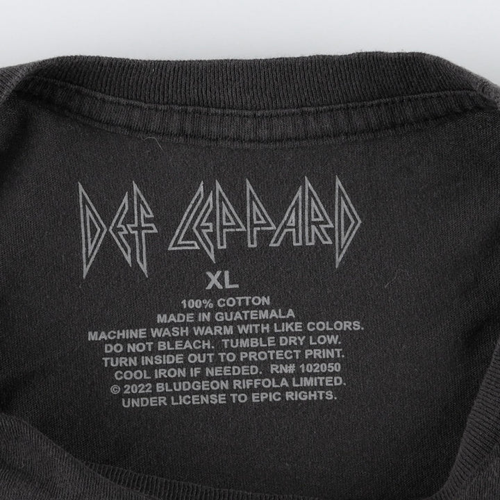 DEF LEPPARD Def Leppard Leopard Pattern Band T-shirt Band Tee Men's XL equivalent cotton black type Vintage Second Hand