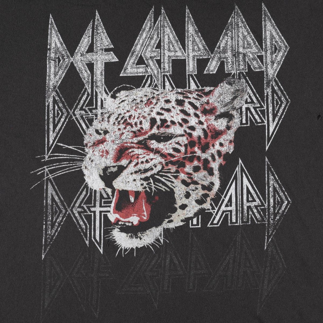 DEF LEPPARD Def Leppard Leopard Pattern Band T-shirt Band Tee Men's XL equivalent cotton black type Vintage Second Hand