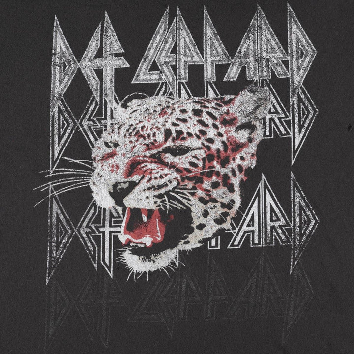 DEF LEPPARD Def Leppard Leopard Pattern Band T-shirt Band Tee Men's XL equivalent cotton black type Vintage Second Hand