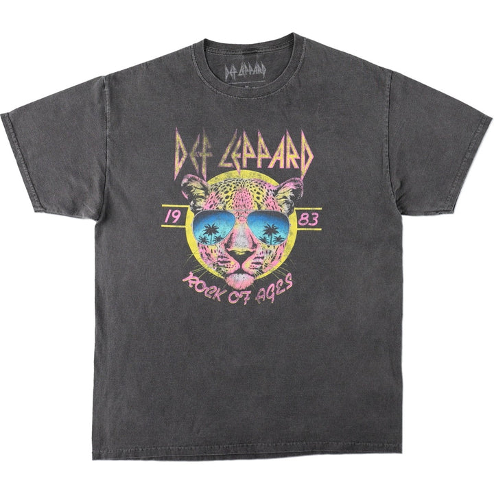 DEF LEPPARD Def Leppard Leopard Pattern Leopard Pattern Band T-shirt Band T Men's L size cotton Charcoal Vintage Second Hand