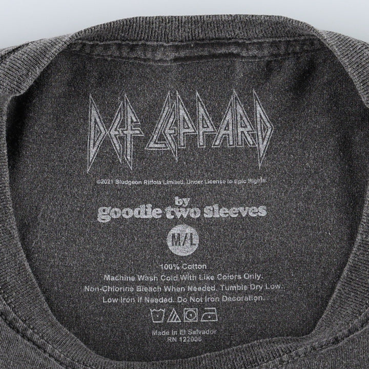 DEF LEPPARD Def Leppard Leopard Pattern Leopard Pattern Band T-shirt Band T Men's L size cotton Charcoal Vintage Second Hand
