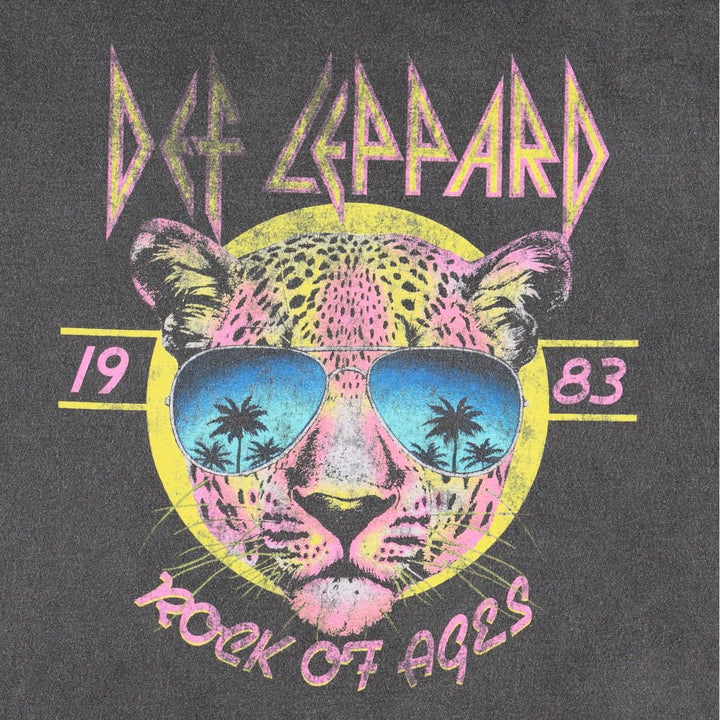 DEF LEPPARD Def Leppard Leopard Pattern Leopard Pattern Band T-shirt Band T Men's L size cotton Charcoal Vintage Second Hand