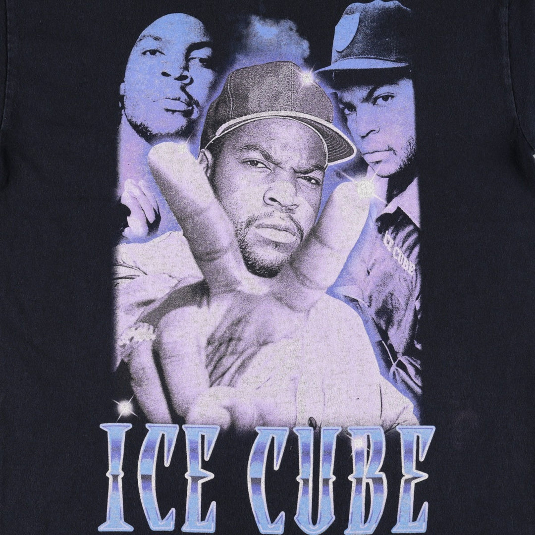 ICE CUBE Rap T-shirt, Men's M size unclear black type Vintage Second Hand