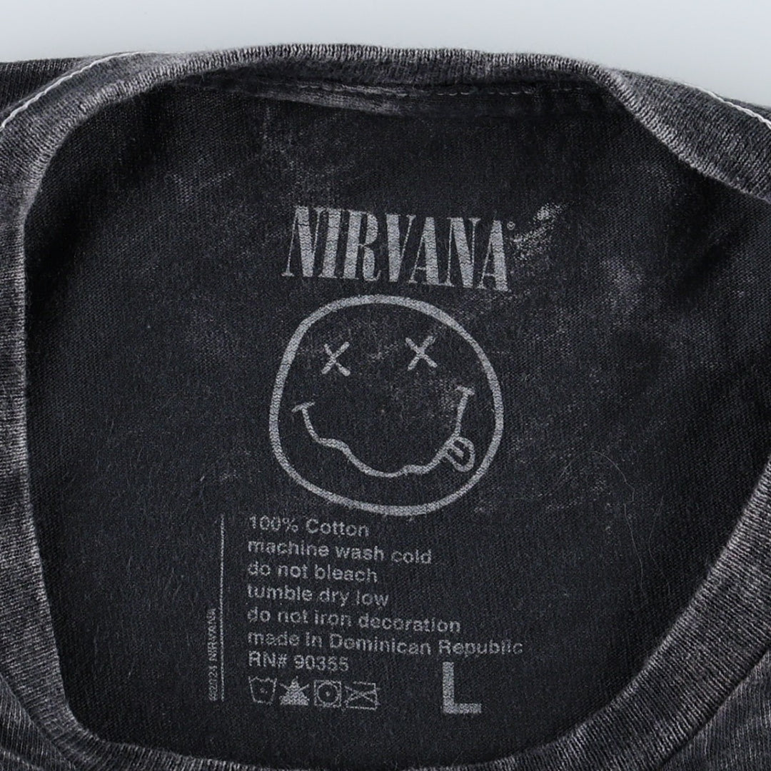 NIRVANA Nirvana Band T-shirt, Band T, Men's L size cotton black type Vintage Second Hand