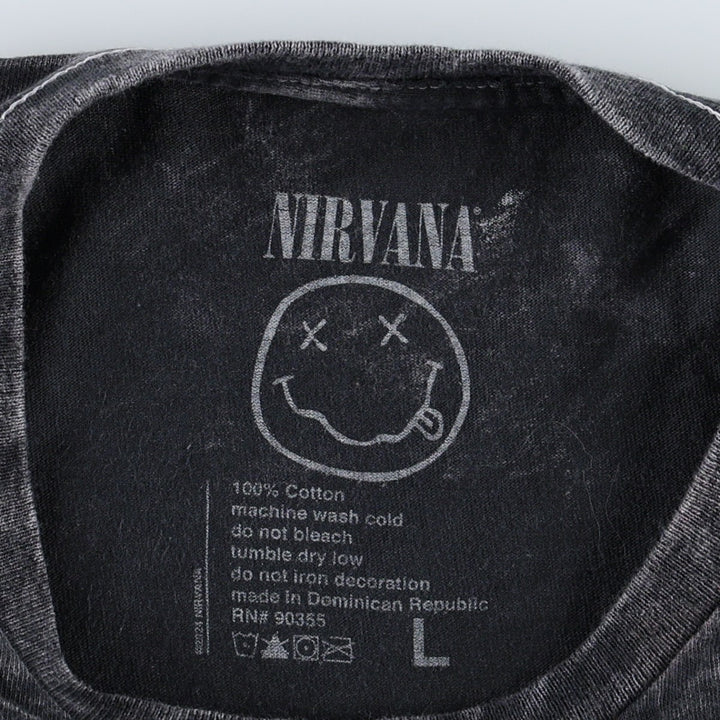 NIRVANA Nirvana Band T-shirt, Band T, Men's L size cotton black type Vintage Second Hand