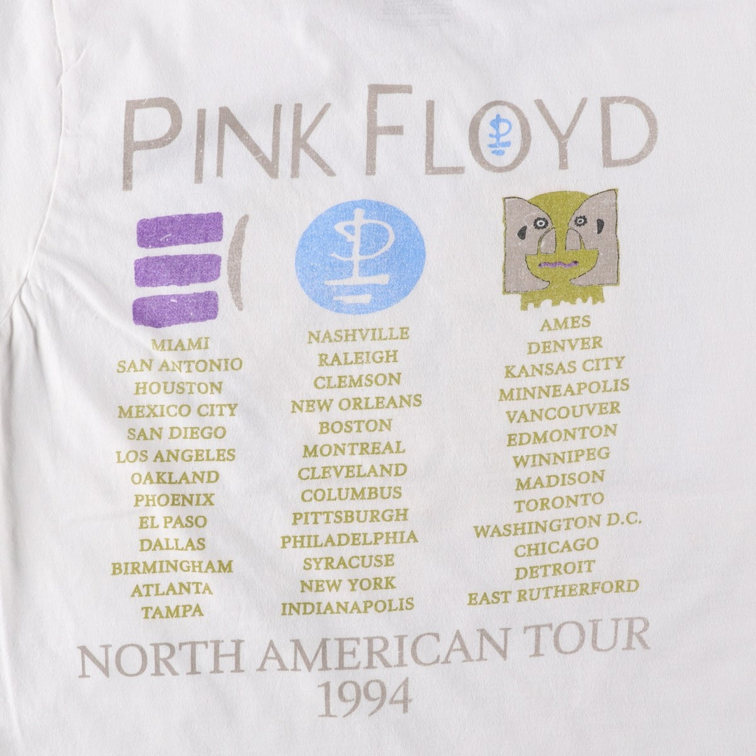 PINK FLOYD Pink Floyd Band T-shirt Band T Men's L size cotton white type Vintage Second Hand