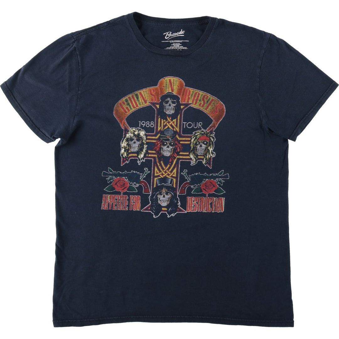 BRAVADO Guns N' Roses Skull Pattern Band T-Shirt (Men's Size M) cotton black type Vintage Second Hand