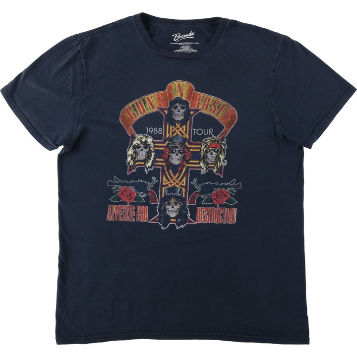 BRAVADO Guns N' Roses Skull Pattern Band T-Shirt (Men's Size M) cotton black type Vintage Second Hand