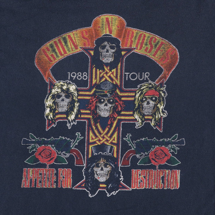 BRAVADO Guns N' Roses Skull Pattern Band T-Shirt (Men's Size M) cotton black type Vintage Second Hand