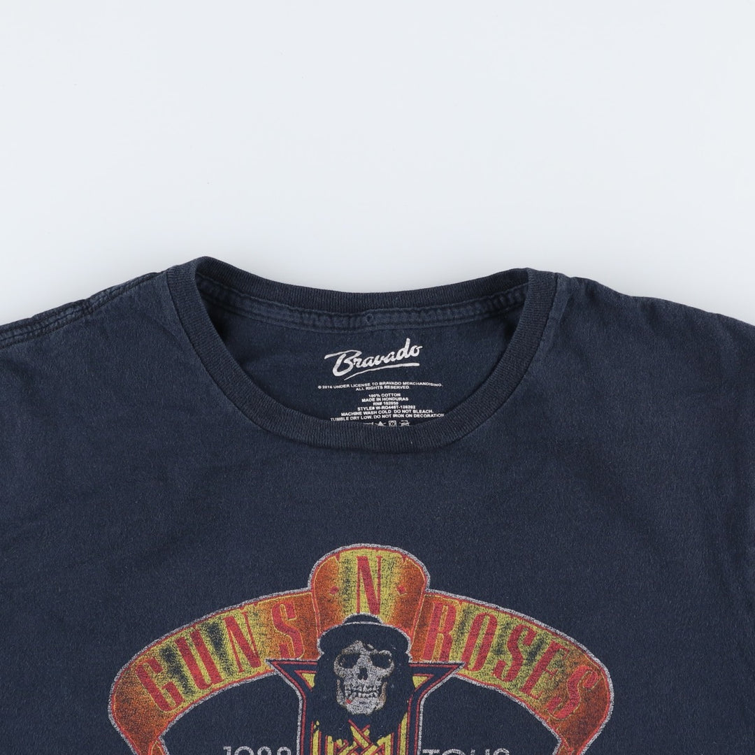 BRAVADO Guns N' Roses Skull Pattern Band T-Shirt (Men's Size M) cotton black type Vintage Second Hand