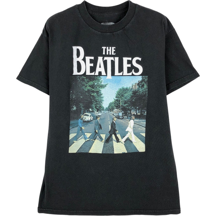 THE BEATLES Band T-shirt, Men's M size cotton black type Vintage Second Hand