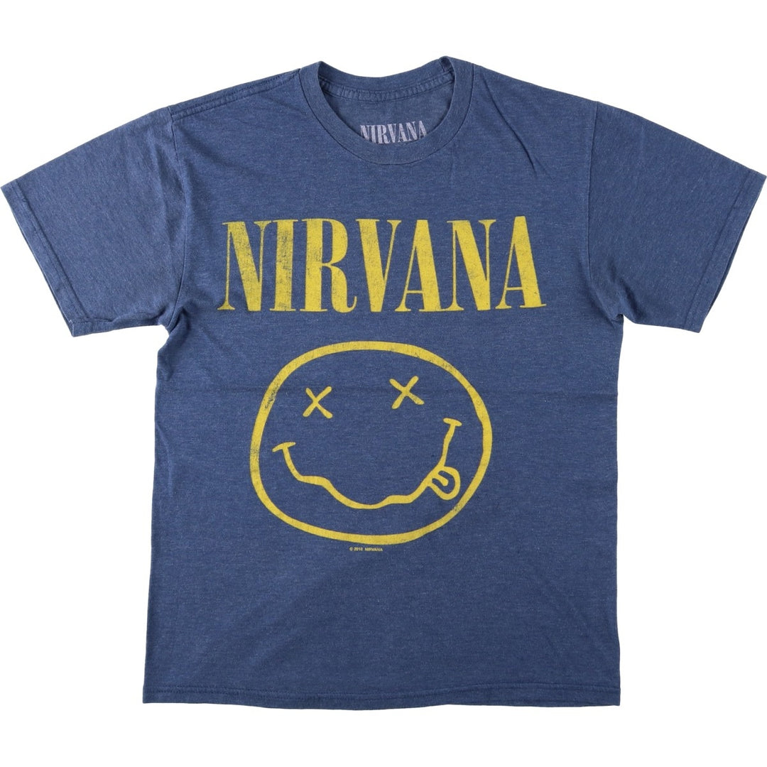 NIRVANA Nirvana Band T-shirt, Band T, Men's S size cotton blue type Vintage Second Hand