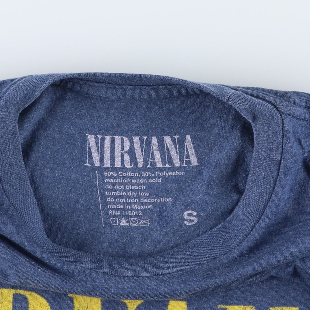 NIRVANA Nirvana Band T-shirt, Band T, Men's S size cotton blue type Vintage Second Hand