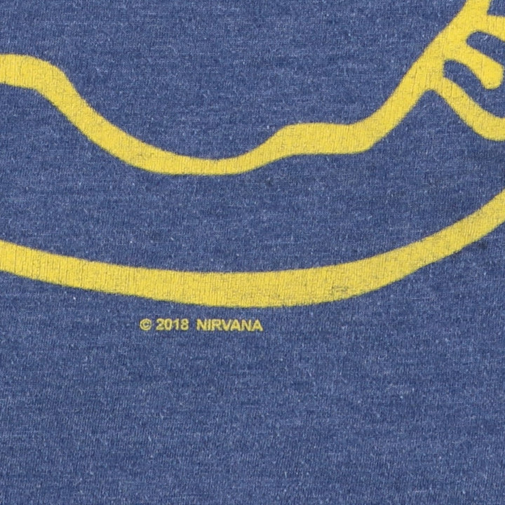 NIRVANA Nirvana Band T-shirt, Band T, Men's S size cotton blue type Vintage Second Hand