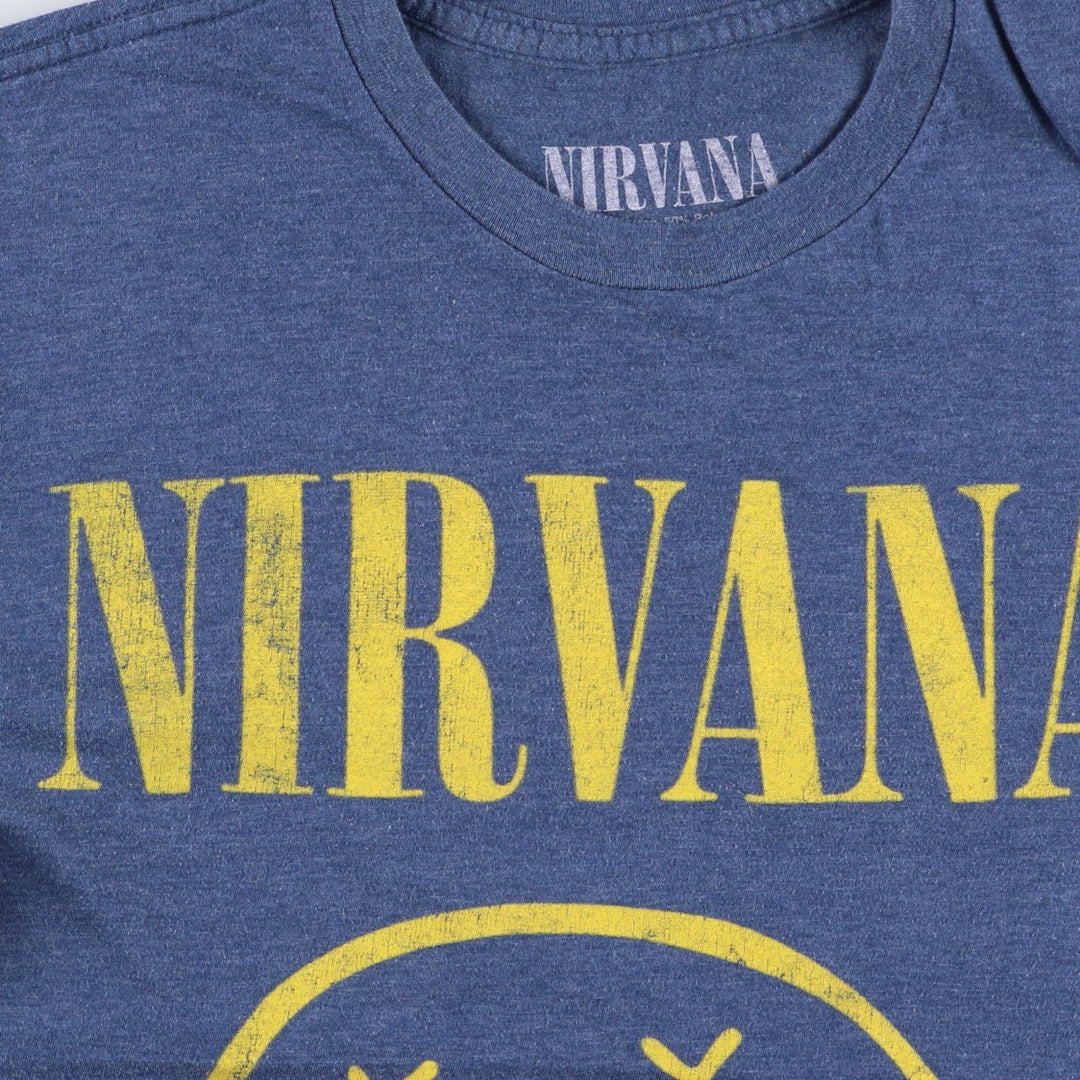 NIRVANA Nirvana Band T-shirt, Band T, Men's S size cotton blue type Vintage Second Hand