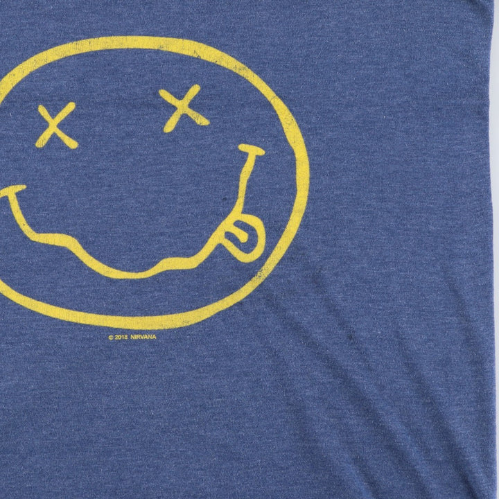 NIRVANA Nirvana Band T-shirt, Band T, Men's S size cotton blue type Vintage Second Hand