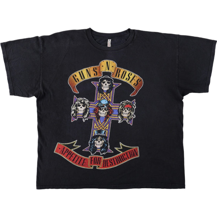ALSTYLE HEAVY WEIGHT GUNS N' ROSES Band T-Shirt (Men's XXL equivalent) cotton black type Vintage Second Hand