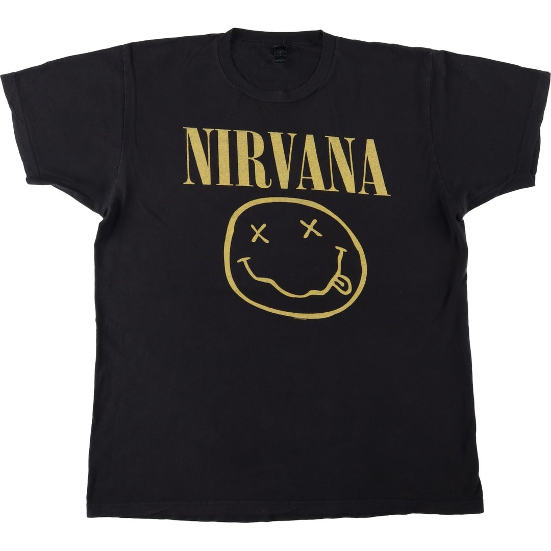 NIRVANA Nirvana Band T-shirt, Band T, Men's L size cotton black type Vintage Second Hand