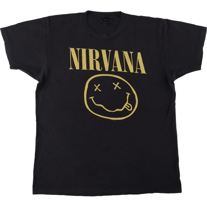 NIRVANA Nirvana Band T-shirt, Band T, Men's L size cotton black type Vintage Second Hand