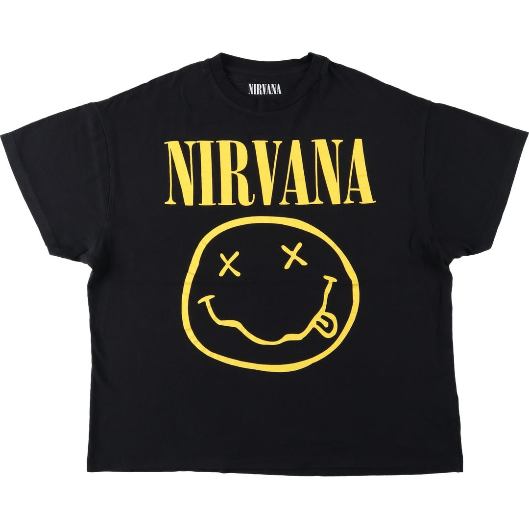 NIRVANA Nirvana Band T-shirt, Band T, Men's L size cotton black type Vintage Second Hand