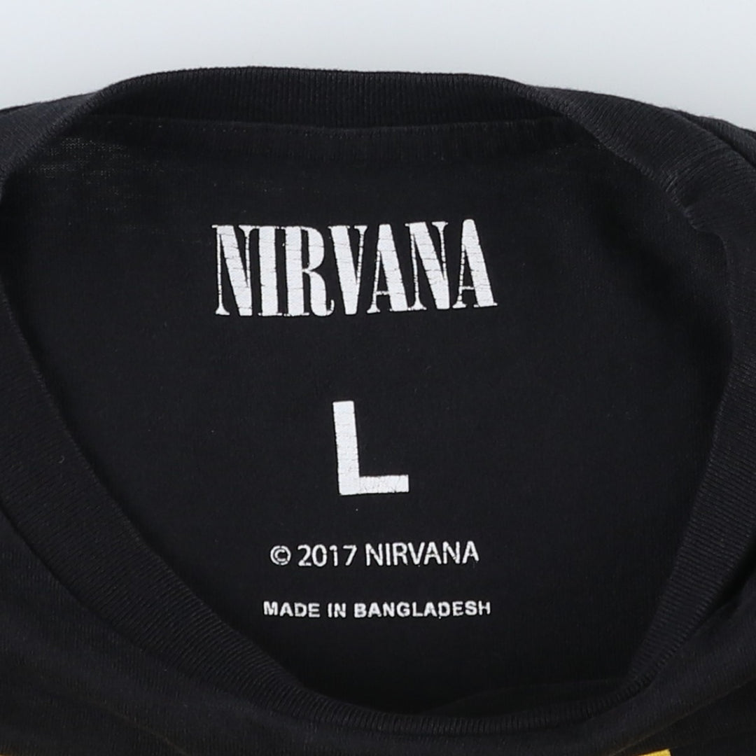 NIRVANA Nirvana Band T-shirt, Band T, Men's L size cotton black type Vintage Second Hand