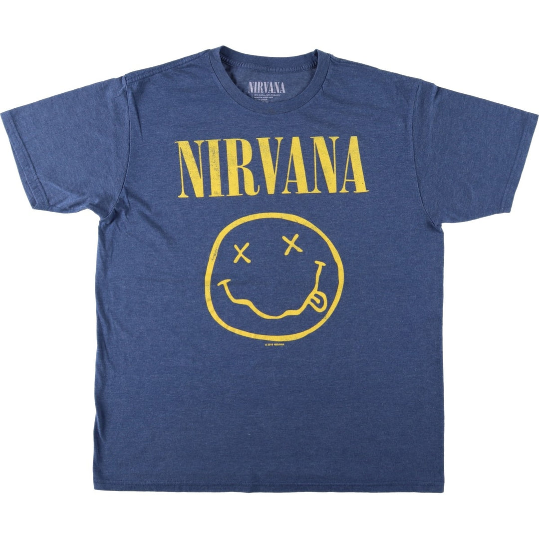 NIRVANA Nirvana Band T-shirt, Band T, Men's XL size cotton blue type Vintage Second Hand